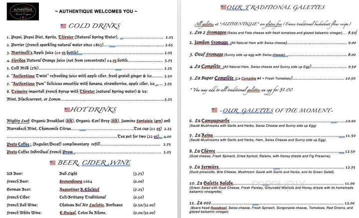 Authentique - Simpsonville, SC menu_pic