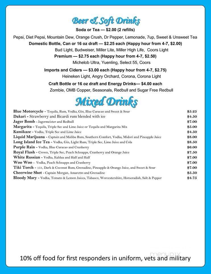 South Main Bar & Grill - Clover, SC menu_pic