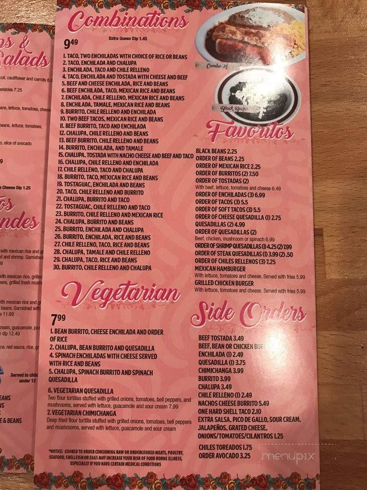 Rosita's Mexican grill - York, SC menu_pic