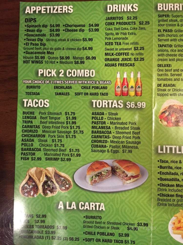 El Paso Taqueria - Alpharetta, GA menu_pic