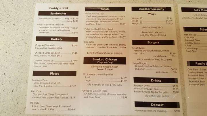 Buddy's BBQ - Covington, GA menu_pic