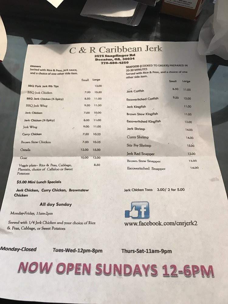 C & R Caribbean Jerk - Decatur, GA menu_pic