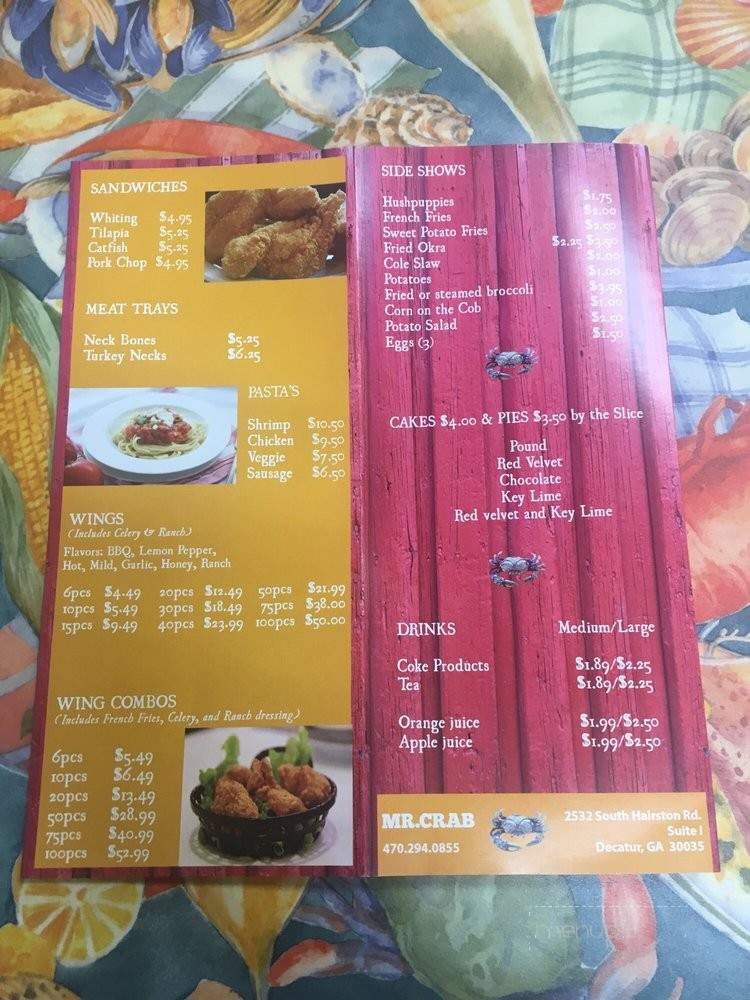 Mr. Crabs Seafood & BBQ - Decatur, GA menu_pic