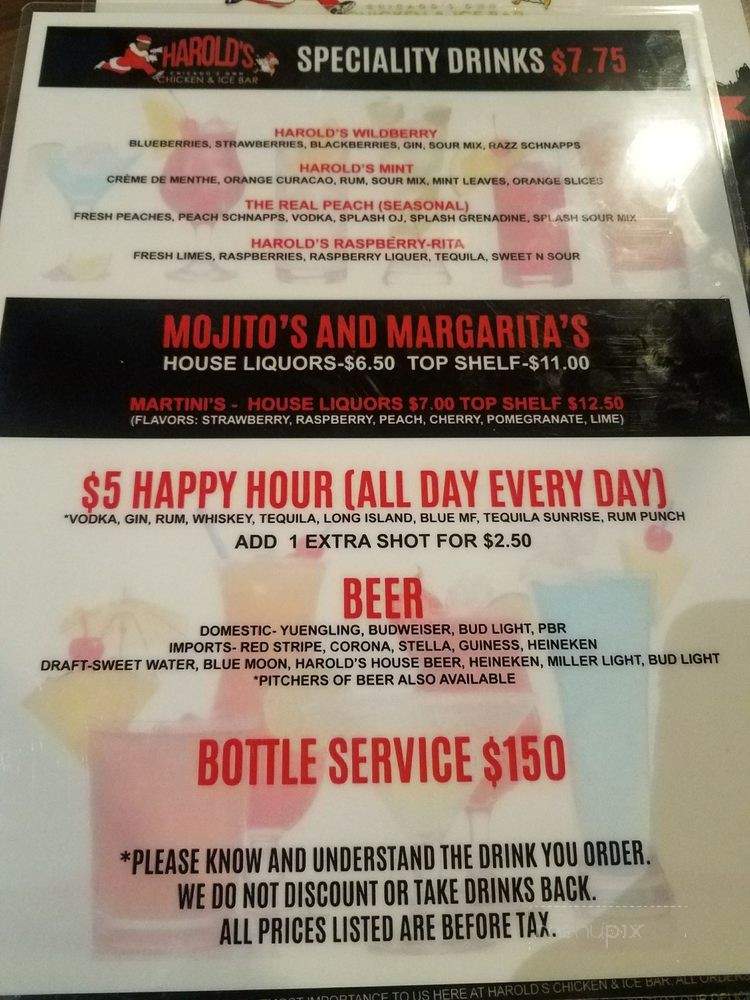 Harold's Chicken & Ice Bar - Marietta, GA menu_pic