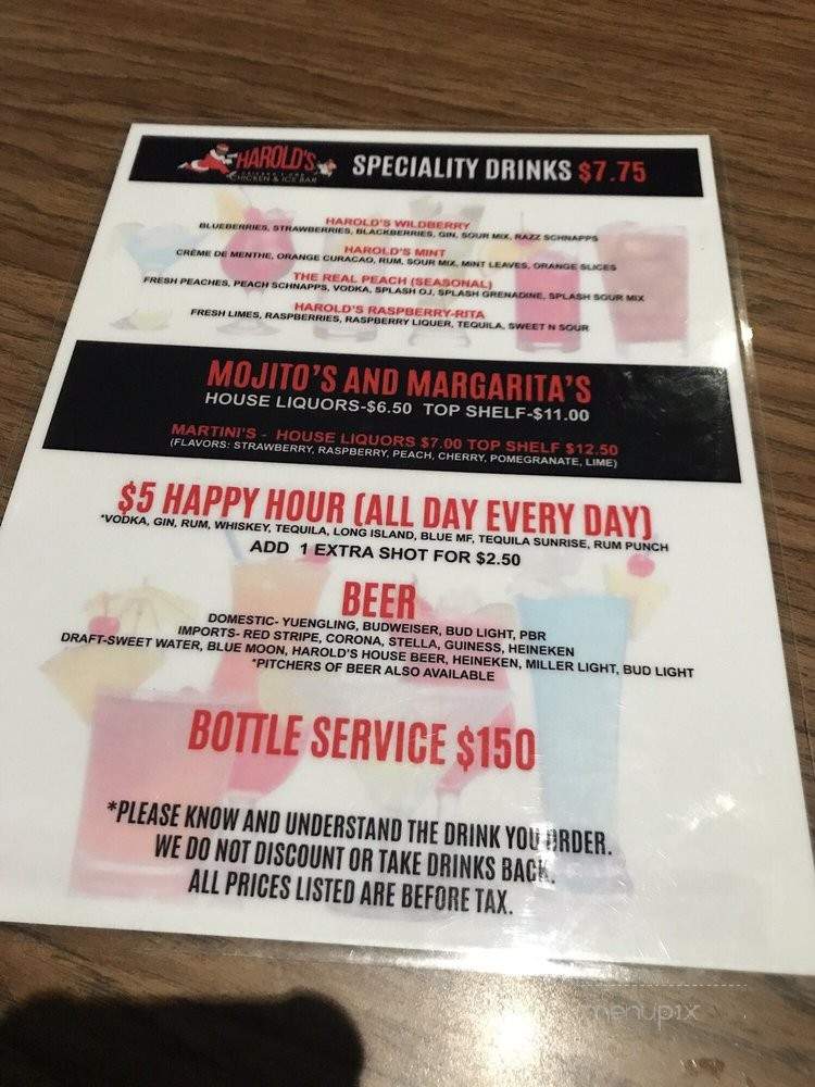 Harold's Chicken & Ice Bar - Marietta, GA menu_pic