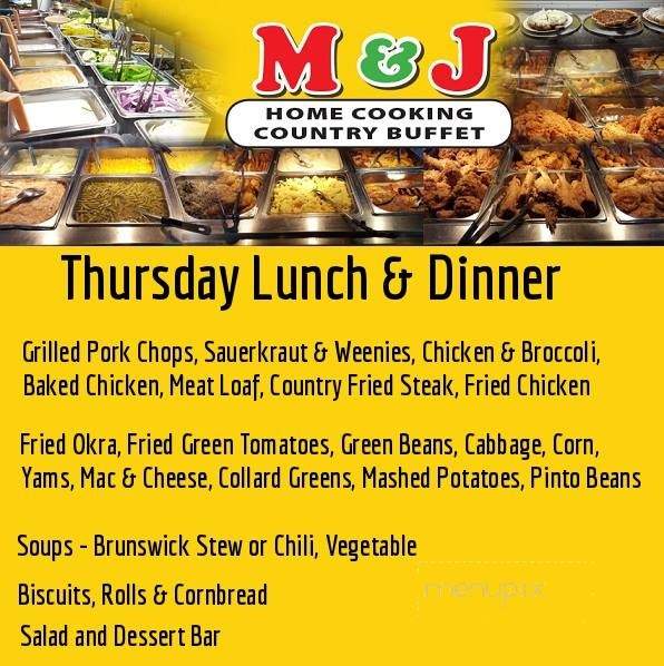 M&J Home Cooking Country Buffet - Snellville, GA menu_pic