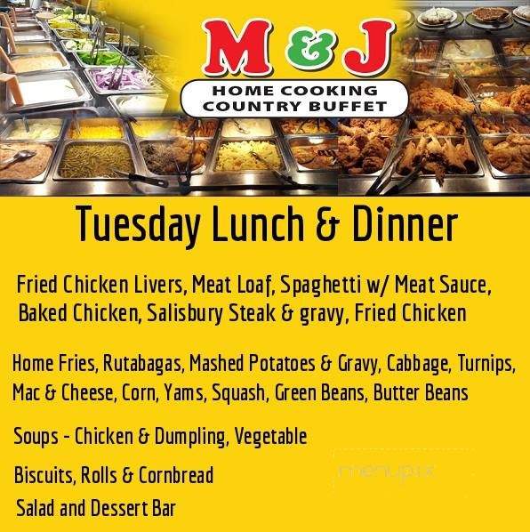 M&J Home Cooking Country Buffet - Snellville, GA menu_pic