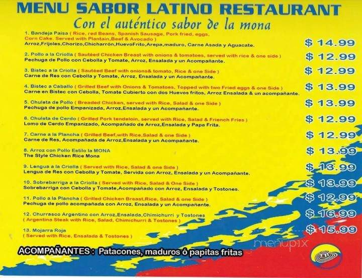 Sabor Latino - Norcross, GA menu_pic