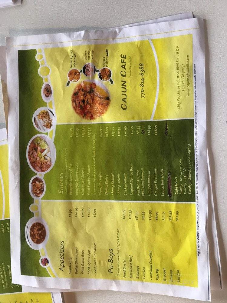 Cajun Cafe - Duluth, GA menu_pic