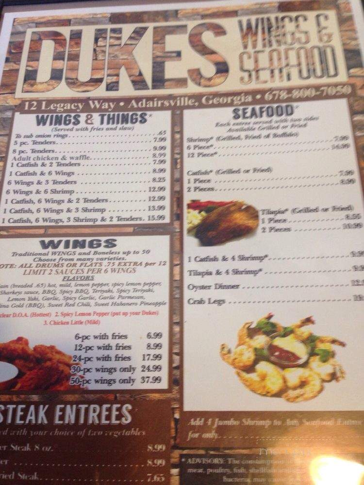 Duke's Wings & Seafood Adairsville - Adairsville, GA menu_pic