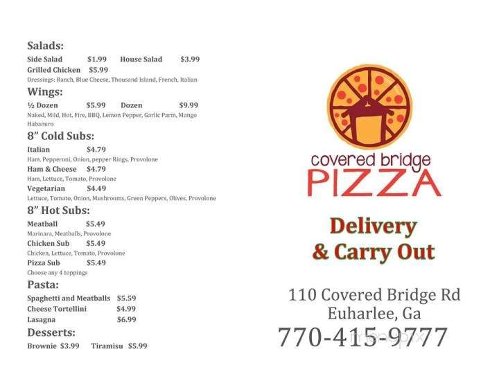 Covered Bridge Pizza - Euharlee, GA menu_pic
