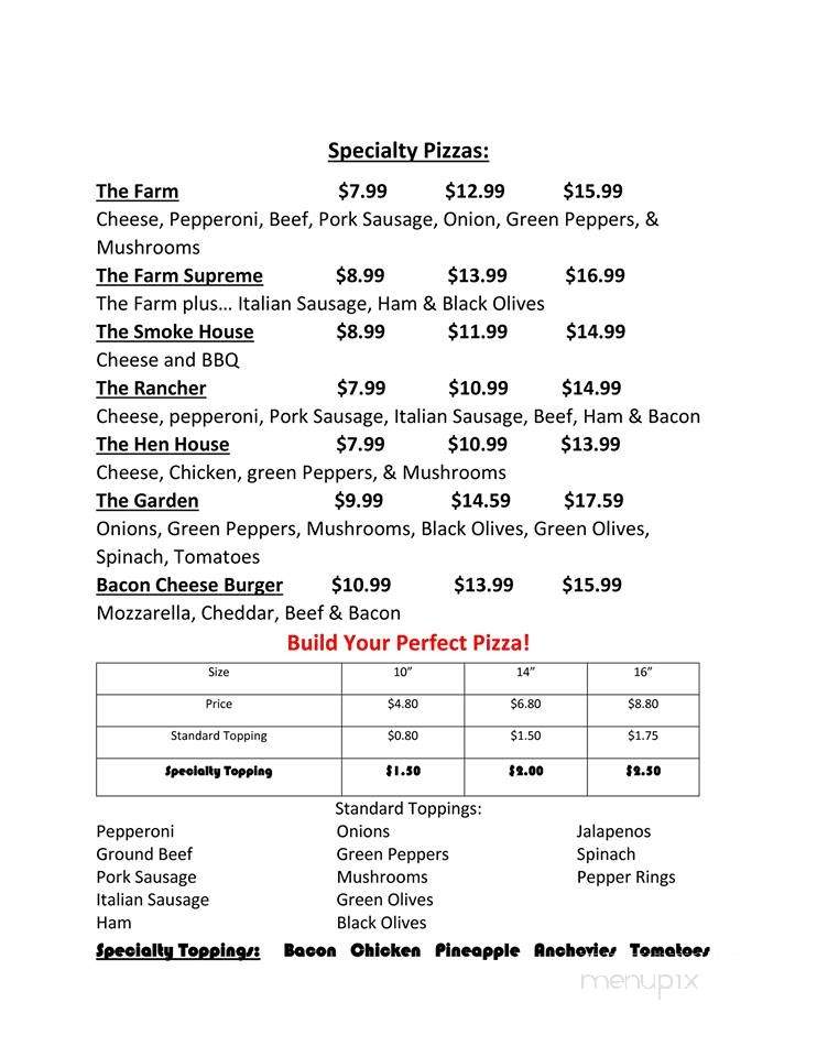 Covered Bridge Pizza - Euharlee, GA menu_pic