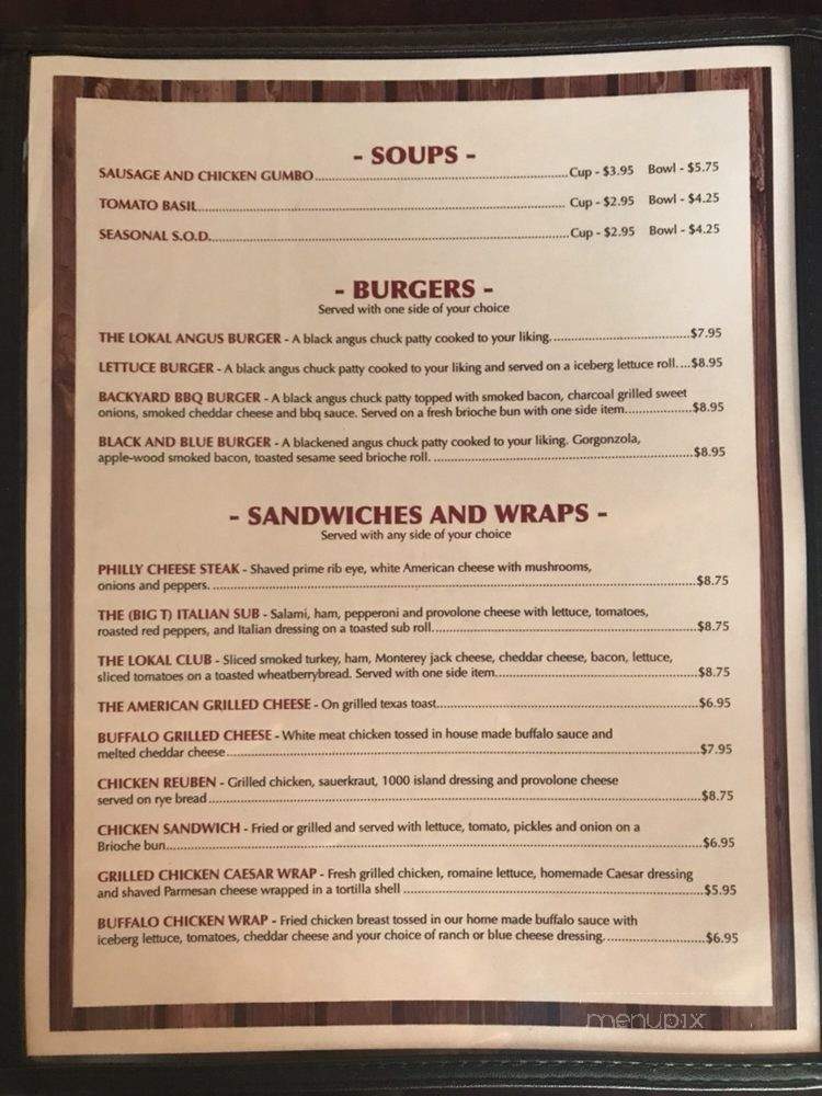 The Lokal Restaurant - Kennesaw, GA menu_pic