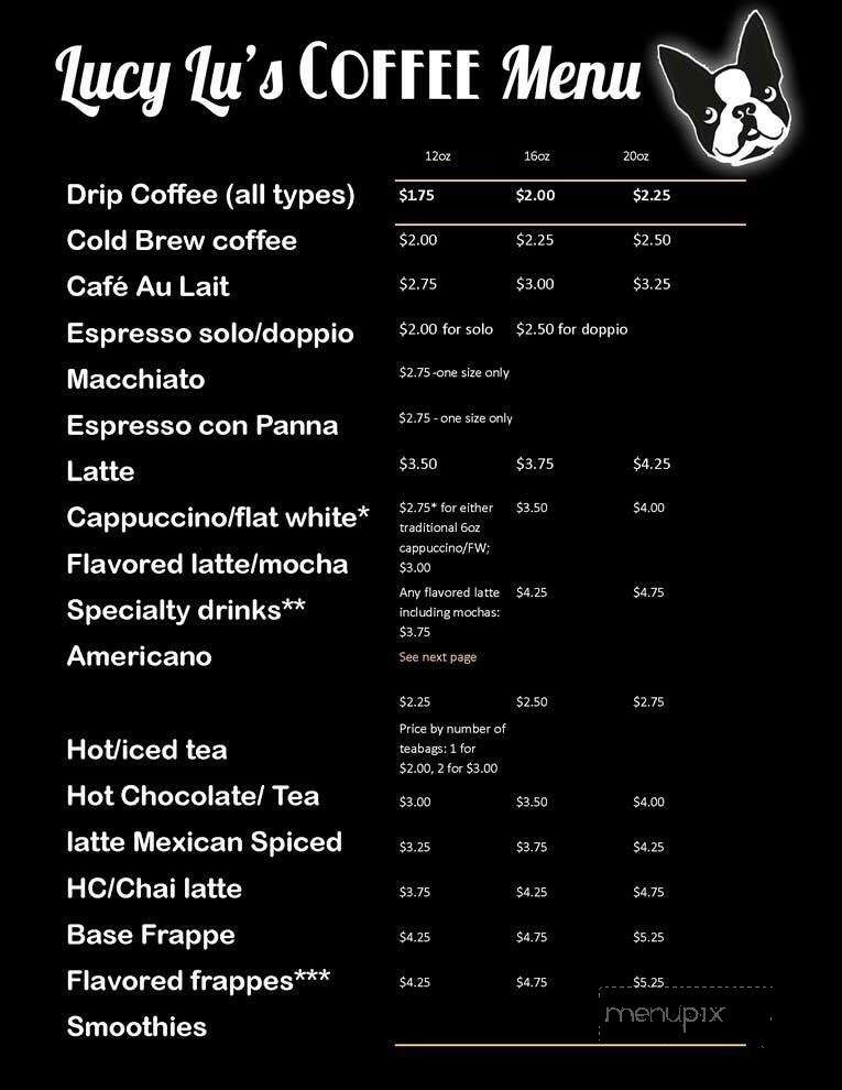 Lucy Lu's Coffee Cafe - Jackson, GA menu_pic