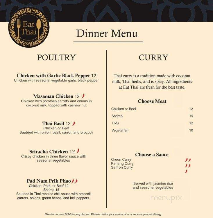 Eat Thai - Newnan, GA menu_pic