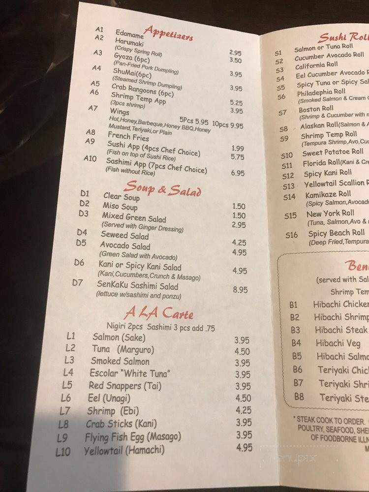 Senkaku Hibachi & Sushi - Newnan, GA menu_pic