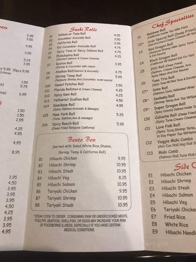 Senkaku Hibachi & Sushi - Newnan, GA menu_pic