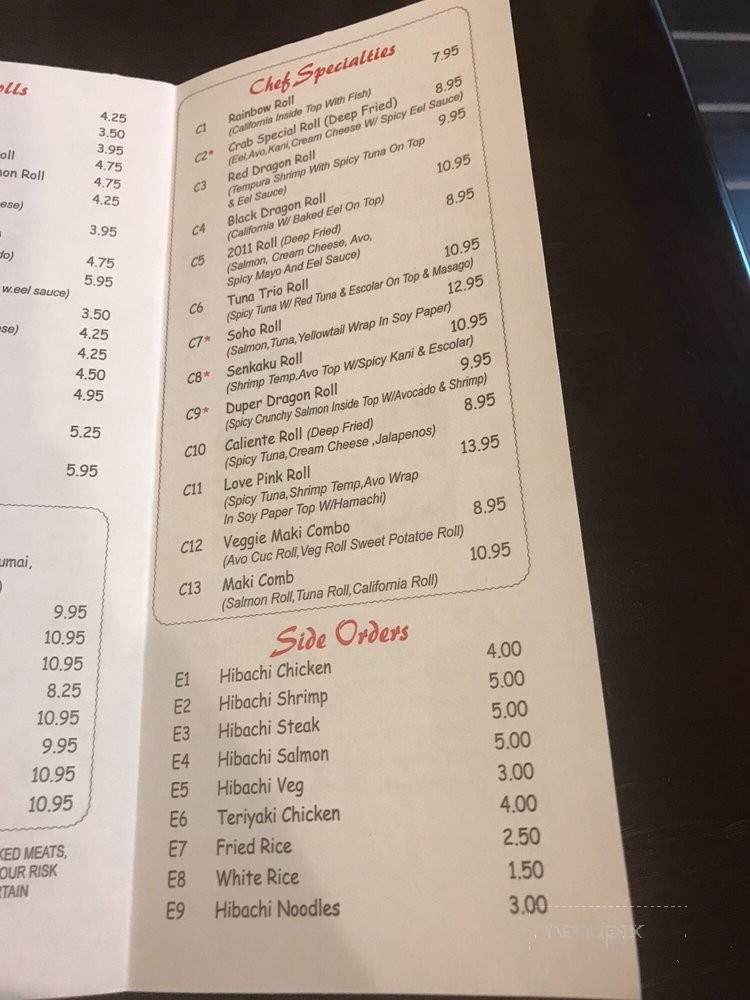 Senkaku Hibachi & Sushi - Newnan, GA menu_pic