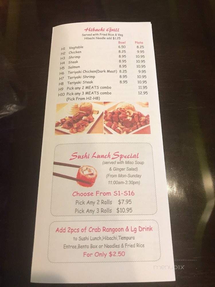 Senkaku Hibachi & Sushi - Newnan, GA menu_pic