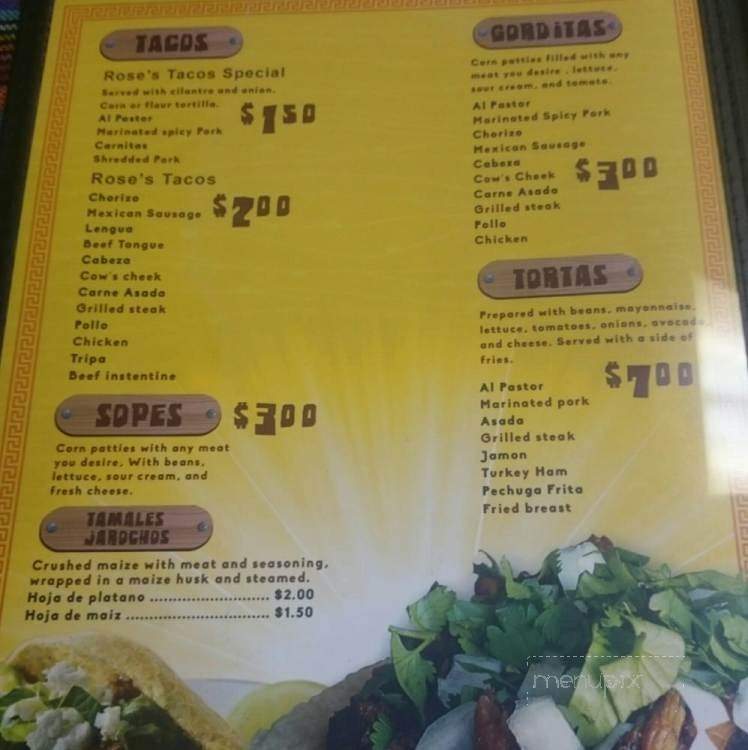 Rose's Taco Grill - Riverdale, GA menu_pic