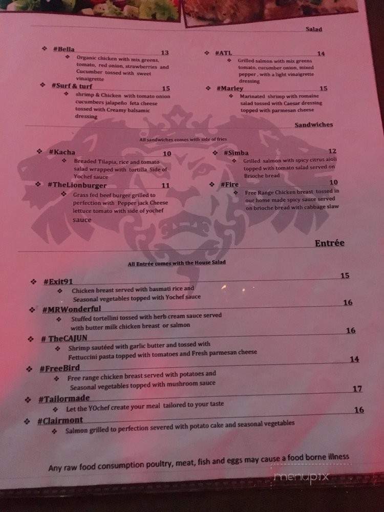 The lions restaurant & Hookha lounge - Atlanta, GA menu_pic