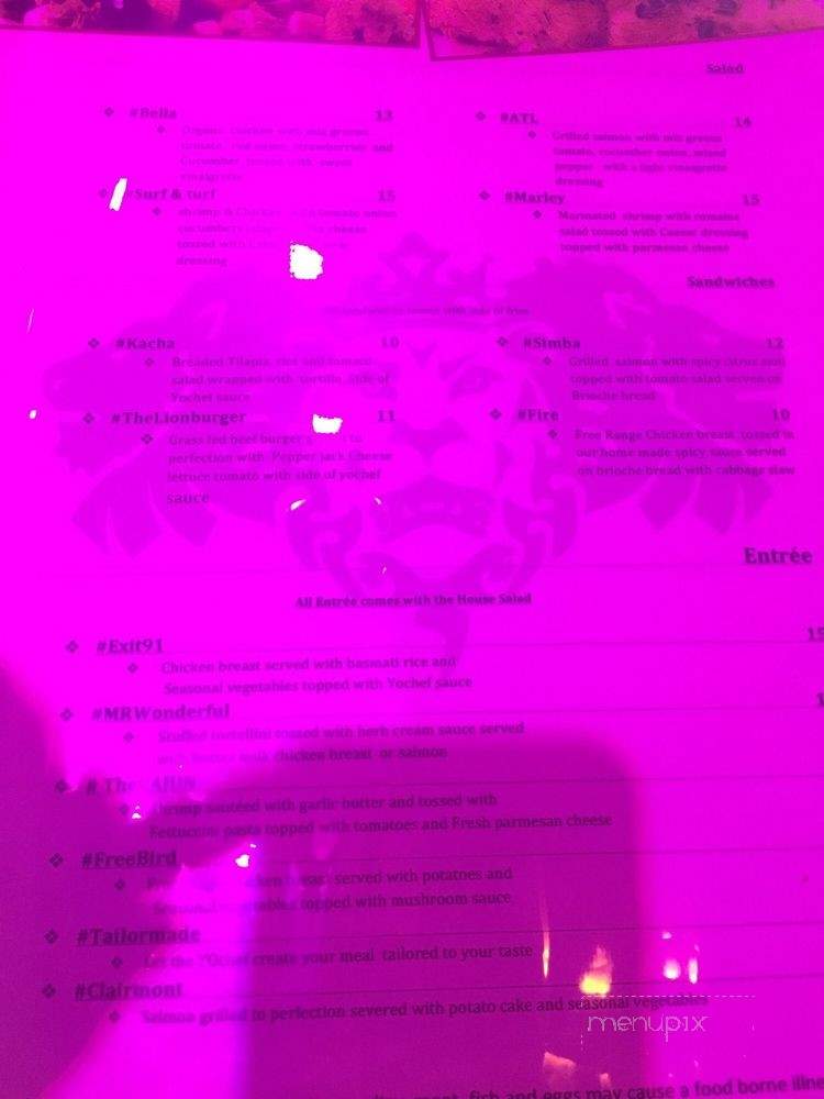 The lions restaurant & Hookha lounge - Atlanta, GA menu_pic