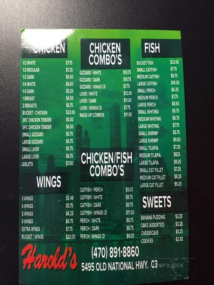 Harolds Chicken Shack - College Park, GA menu_pic