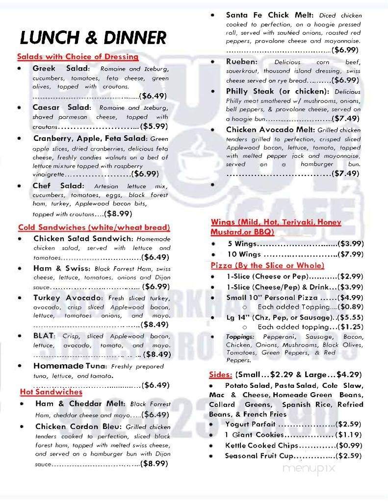 Roundabout Cafe - Statesboro, GA menu_pic
