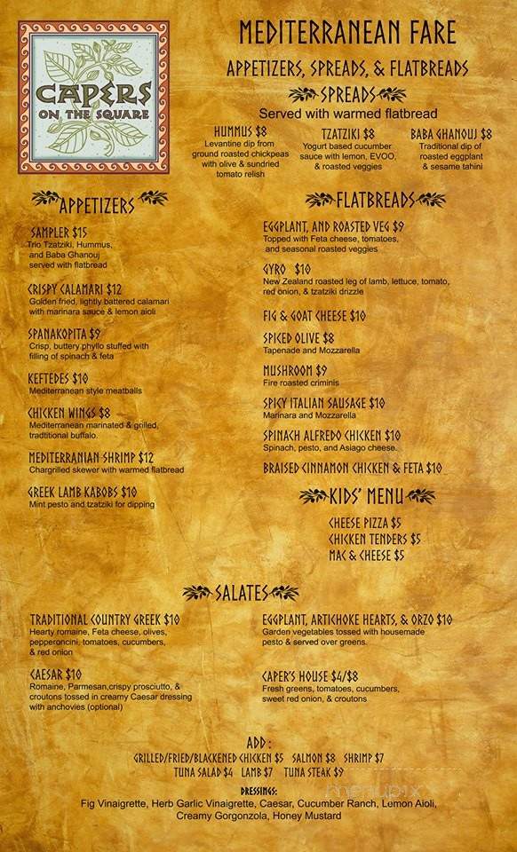 Capers on the Square - Dahlonega, GA menu_pic