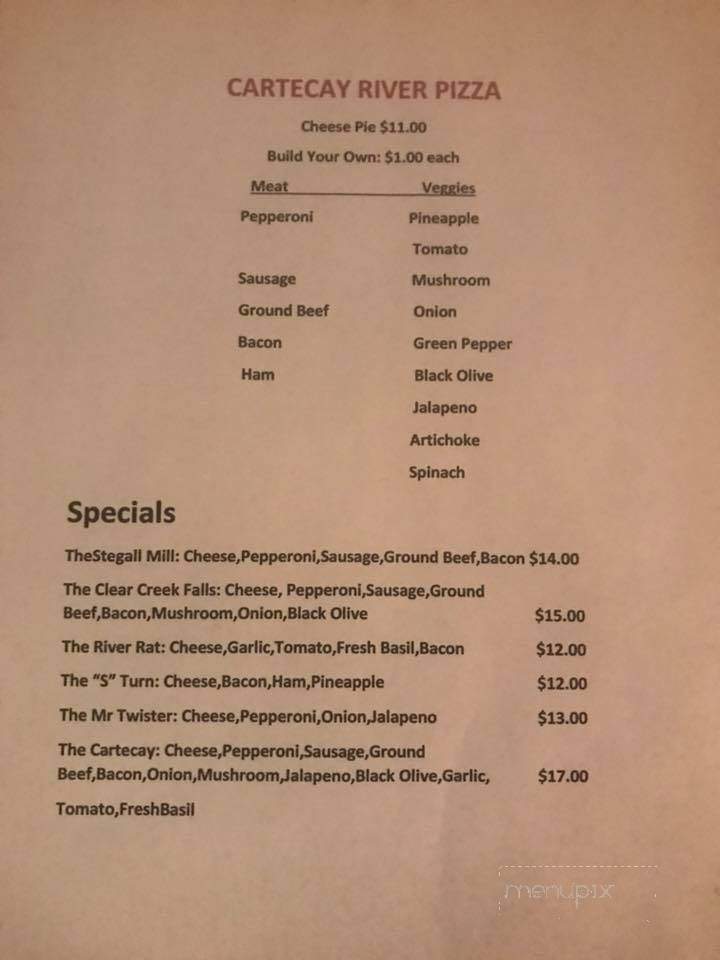 Cartecay Pizza Company - Ellijay, GA menu_pic