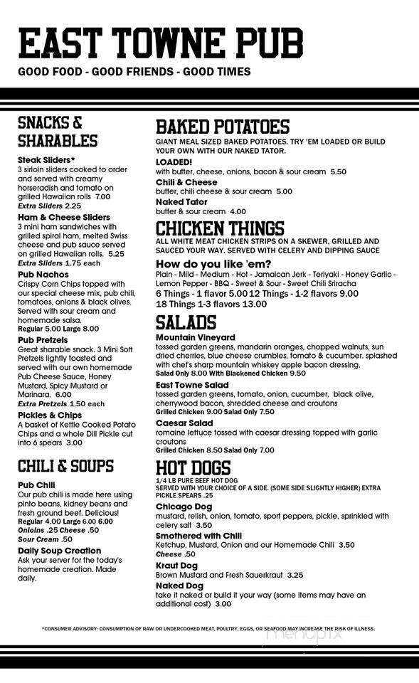 East Towne Pub - East Ellijay, GA menu_pic