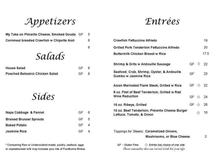The White Plate Restaurant - Elberton, GA menu_pic