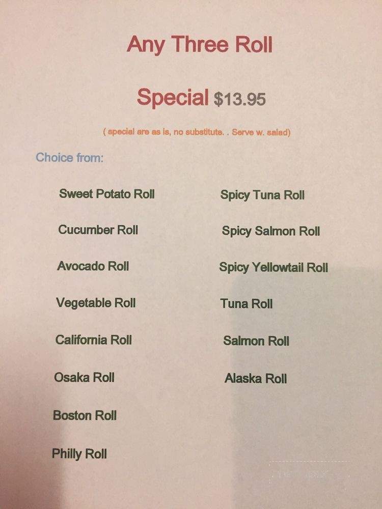 Toki Hibachi Sushi - LaFayette, GA menu_pic