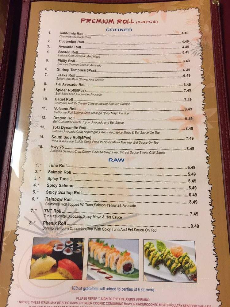 Toki Hibachi Sushi - LaFayette, GA menu_pic