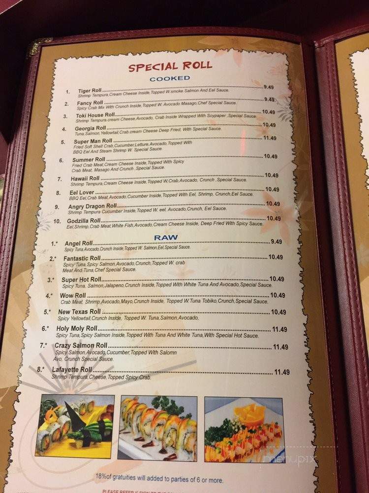 Toki Hibachi Sushi - LaFayette, GA menu_pic