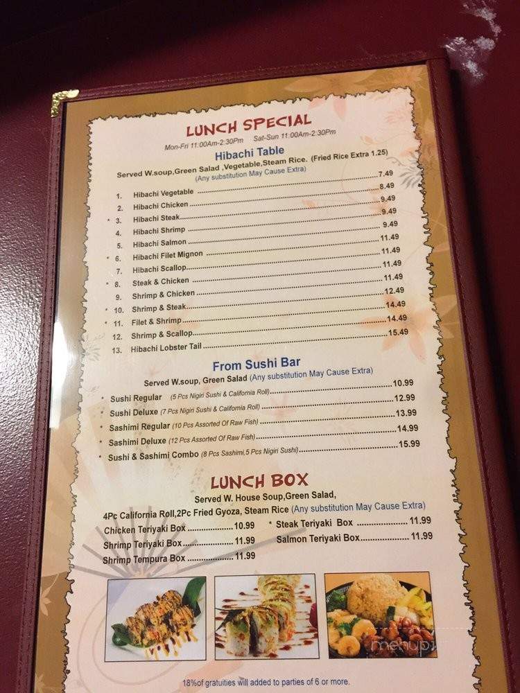 Toki Hibachi Sushi - LaFayette, GA menu_pic