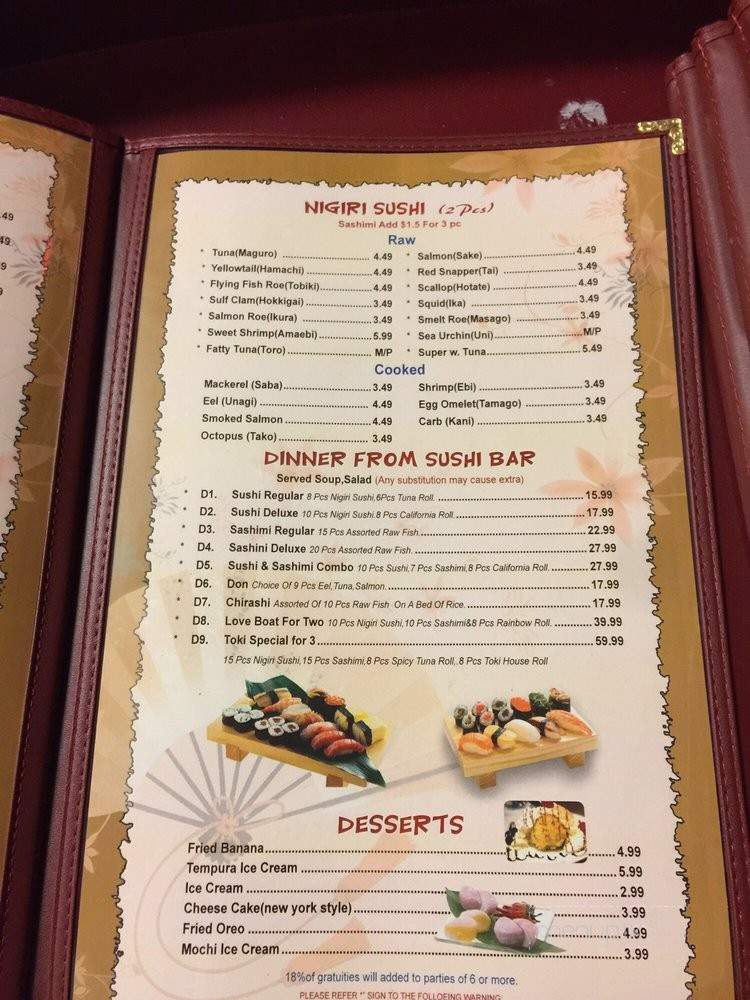 Toki Hibachi Sushi - LaFayette, GA menu_pic