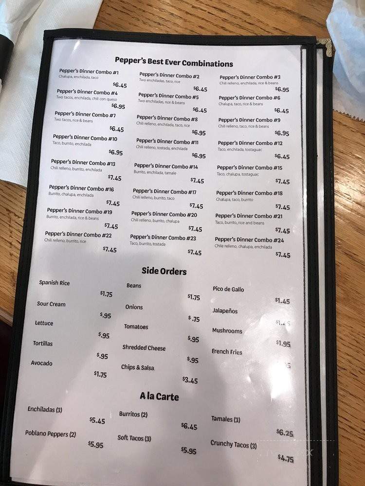 Pepper's Fresh Mexican Restaurant - Ringgold, GA menu_pic