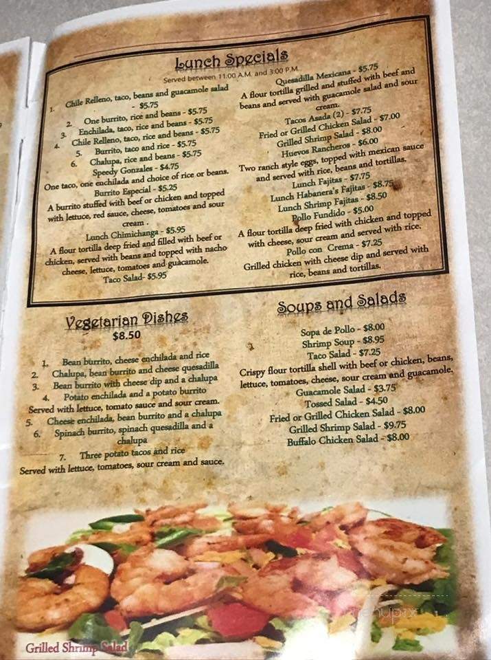 Habanero's Mexican Grill - Augusta, GA menu_pic