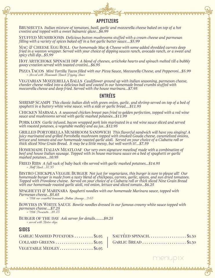 The Rustic Bistro and Bakery - Hawkinsville, GA menu_pic