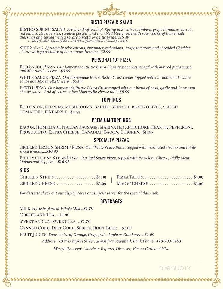 The Rustic Bistro and Bakery - Hawkinsville, GA menu_pic