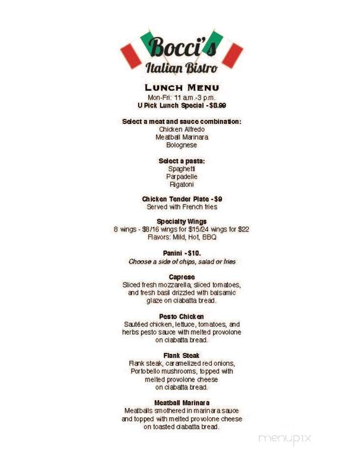 Bocci's Italian Bistro - Richmond Hill, GA menu_pic