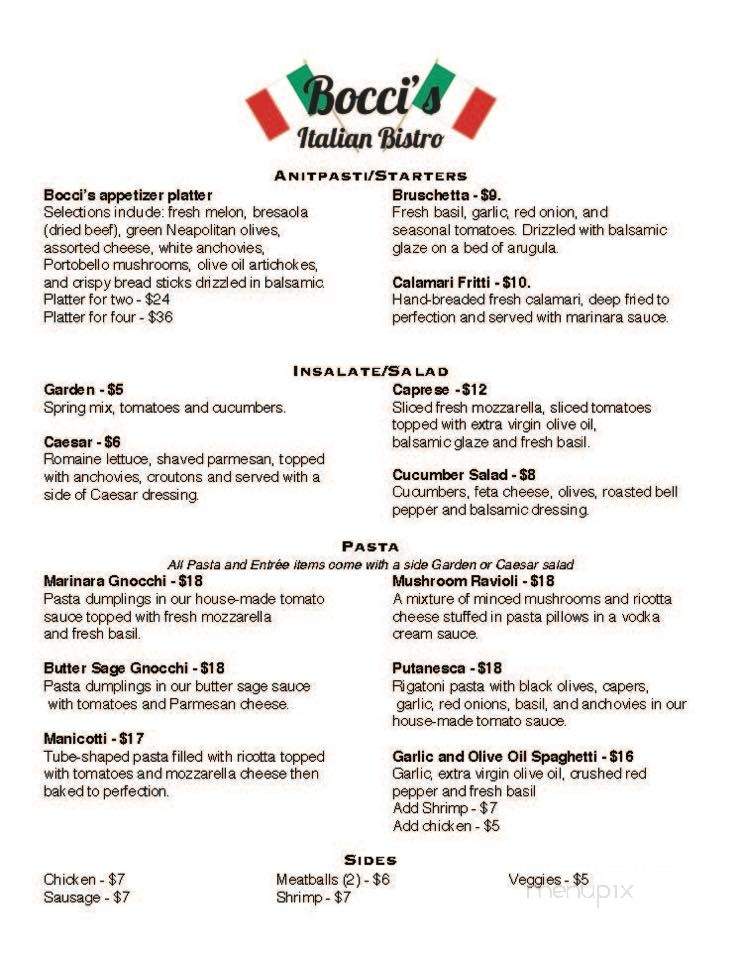 Bocci's Italian Bistro - Richmond Hill, GA menu_pic