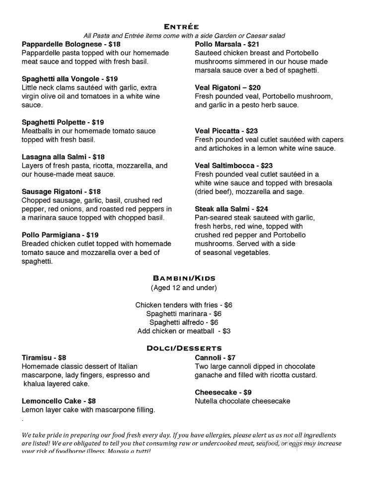 Bocci's Italian Bistro - Richmond Hill, GA menu_pic