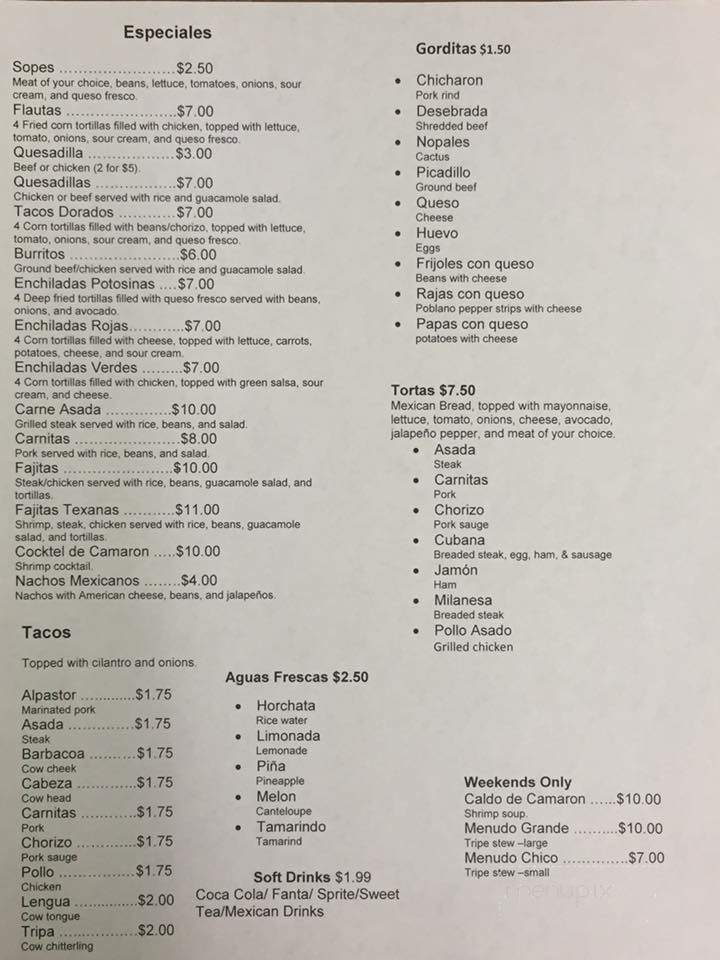 Rigo's Taqueria - Douglas, GA menu_pic
