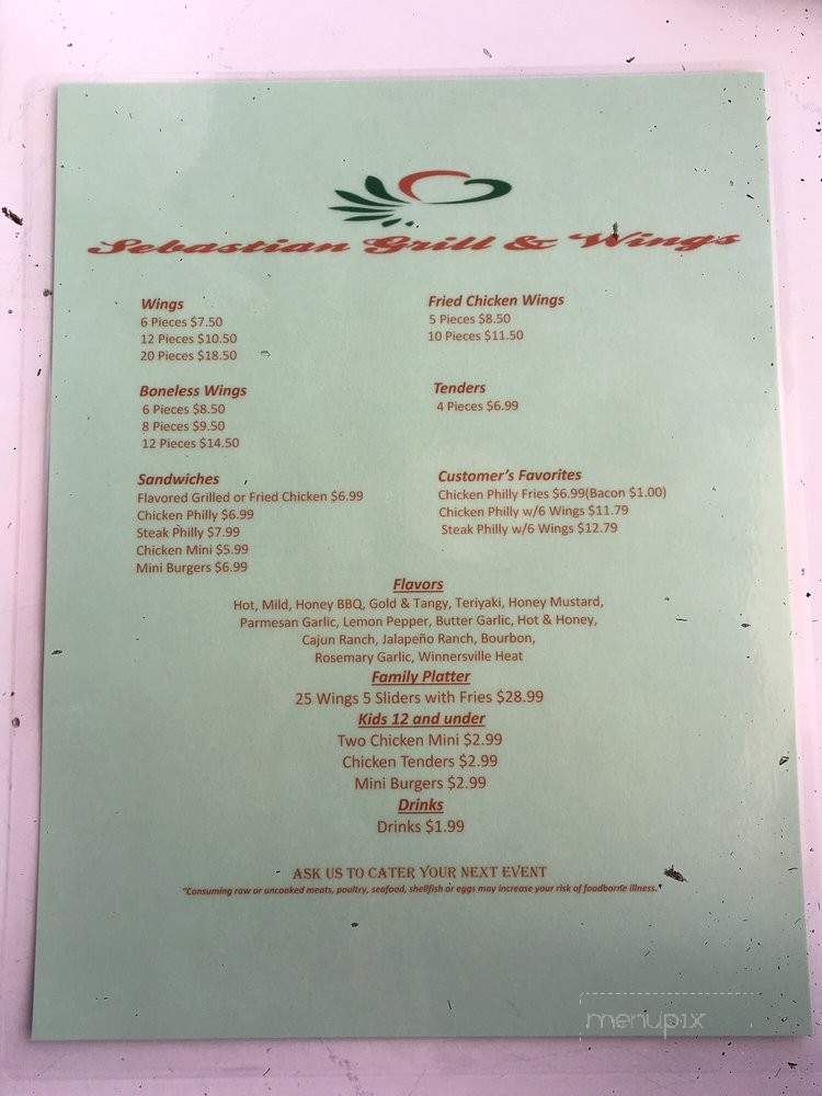 Sebastian Grill & Wings - Valdosta, GA menu_pic