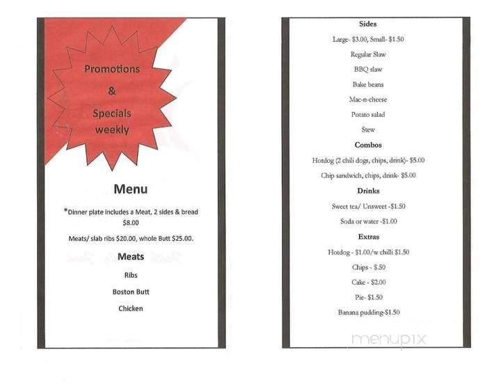 Sis D's Barbecue - Cusseta, GA menu_pic