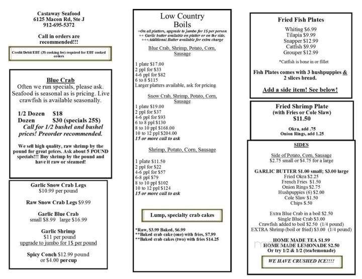 Castaway Seafood - Columbus, GA menu_pic