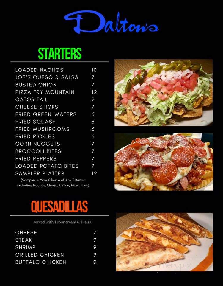 Dalton's Sports Grill - Middleburg, FL menu_pic