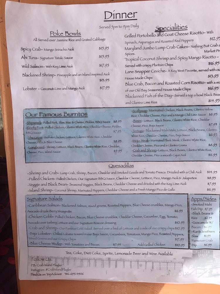 Crab Island Flagler - Flagler Beach, FL menu_pic
